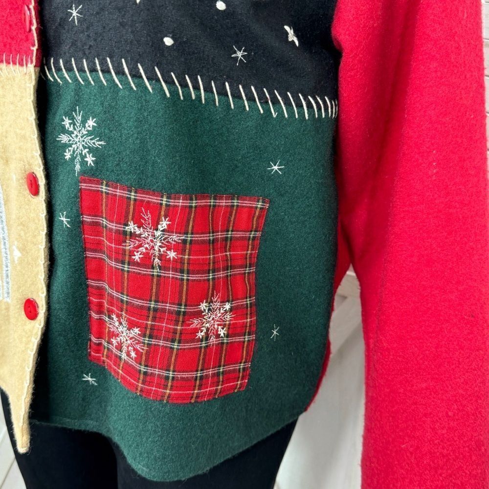 Take Two Vtg Wool Felt Patchwork Winter Christmas… - image 7
